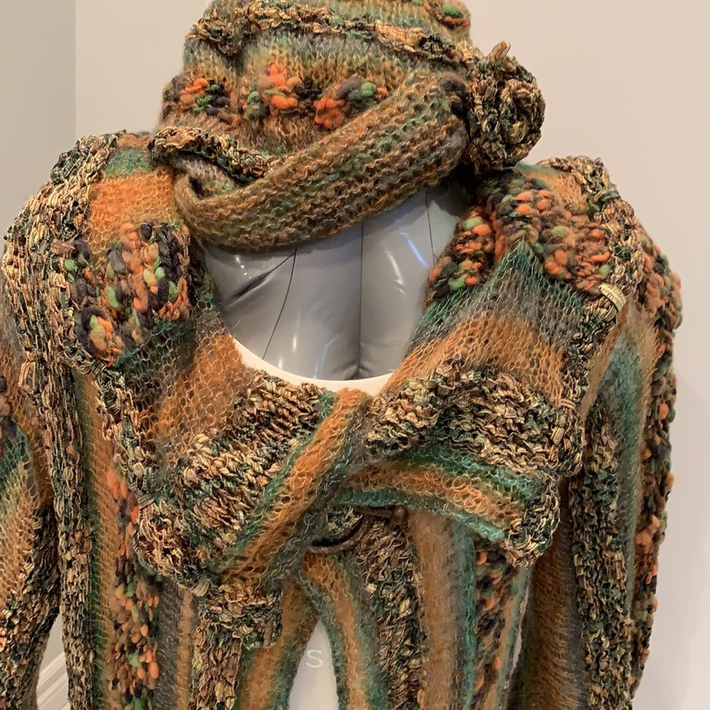 KNITTED BY ME🌺OOAK🌺Handmade Cardigan with Hat - Picture 3 of 17